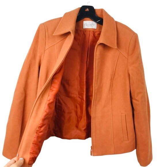 Minimalist Neutral Conrad C Camel Wool Zip Up Lined Jacket Women Size M - Picture 7 of 16